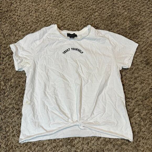 Primark Trust Yourself Tshirt White Black Women Size Small - Picture 1 of 3